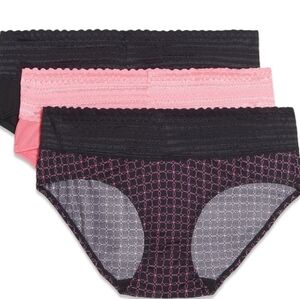 Underwear Women 3-Pair no-tags Dig-Free Comfy Panty Waist Lace Polyester Hipster